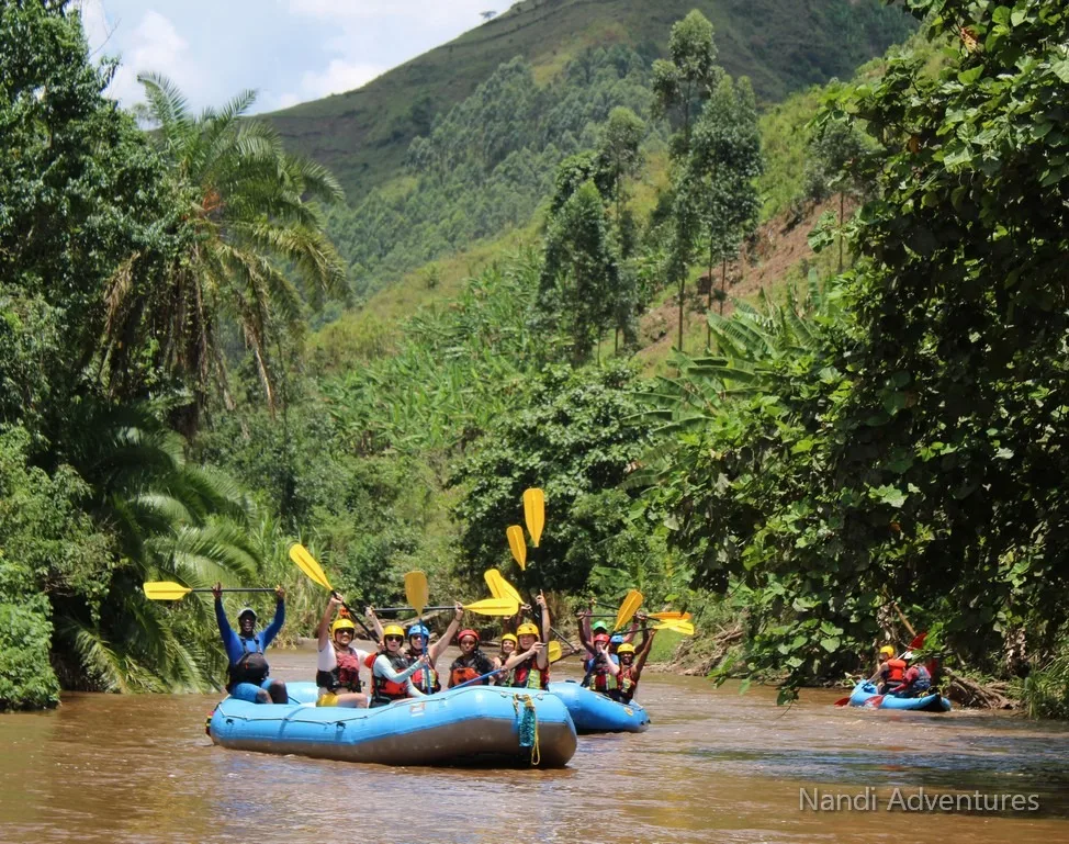 Bwindi rafting adventure: Enjoy great scenery while rafting near Bwindi forest in the safety of our professional guides- Nandi Adventures