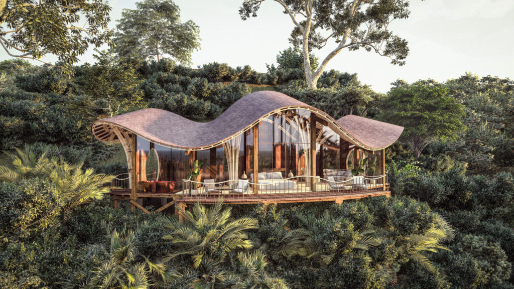erebero luxury lodge under construction in Bwindi, Uganda. Book exclusive travel with Nandi Adventures. The lodge opens in June 2026