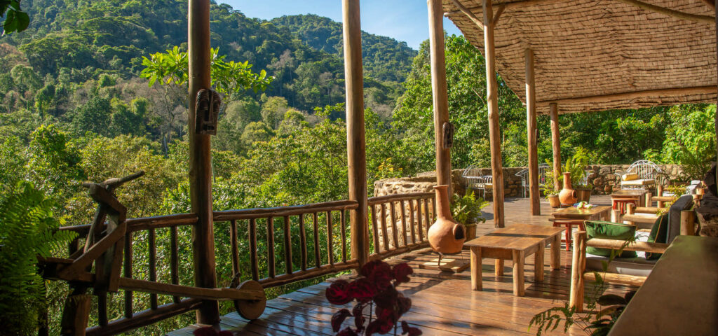 Engagi Lodge in Bwindi near the rainforest. Engagi is one of our preferred midrange lodges when choosing where to stay in Bwindi - Nandi Adventures