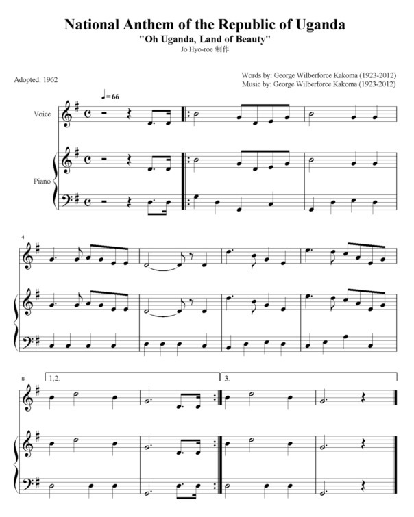 Uganda national anthem sheet music - Nandi Adventures