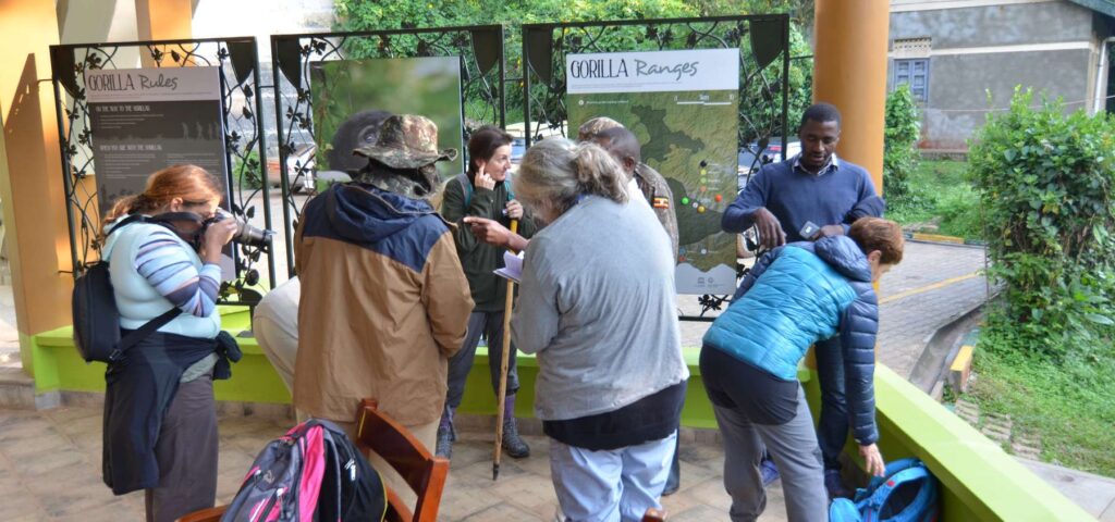 uganda safaris with nandi adventures 16 1 | Nandi Adventures Uganda Safari guests at Bwindi getting ready for gorilla trekking in Uganda - Nandi Adventures
